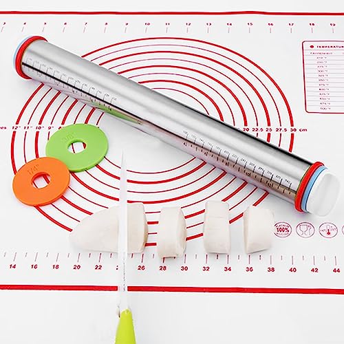Stainless Steel Rolling Pin and Silicone Mat Set (2 Count)