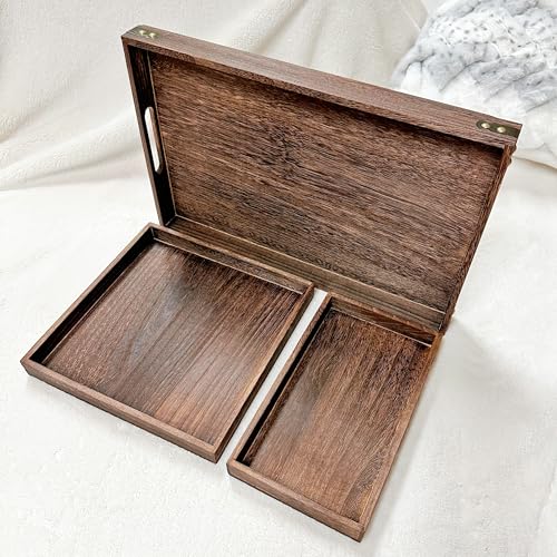 3 Piece Wooden Serving Tray Set for Ottoman (3 Count)