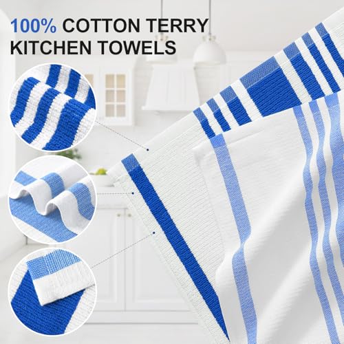 Premium Cotton Stripe Kitchen Towels 8 Pack (8 Count)