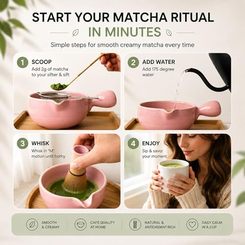 HAPPY PATH & CO Patented Matcha Bowl Set with Handle & Spout