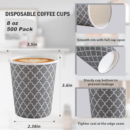 Coffee Cups 8 oz 500 Pack (500 Count)