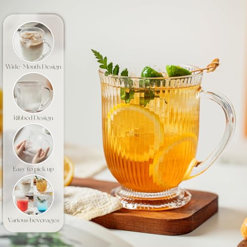 Ribbed Glass Coffee Mugs Set of 4 (4 Count)