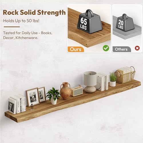 Wood Floating Shelves Live Edge 72” Set of 1