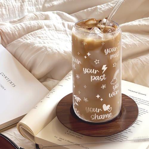 Christian Inspiration16oz Can Glass Tumbler with Bamboo Lid & Straw