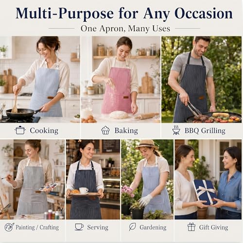 Cotton Aprons with Pockets (4 Count)