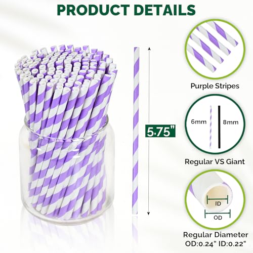 Small Purple Paper Cocktail Straws (500 Count)