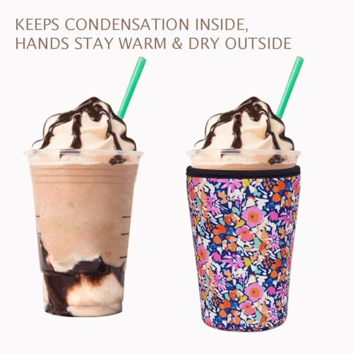 Reusable Insulated Neoprene Iced Coffee Cup Sleeve (3 Count)