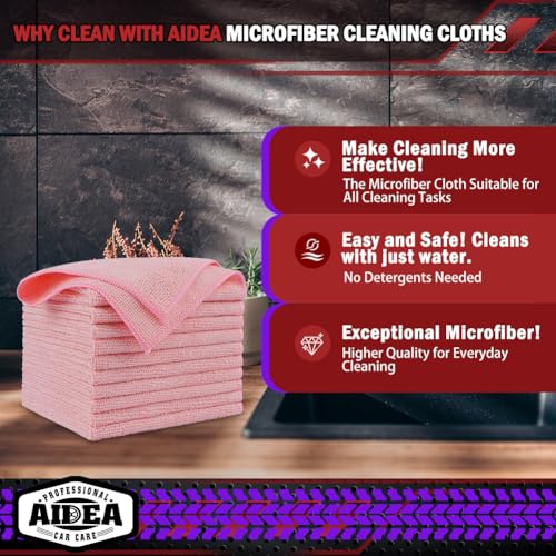 Microfiber Cleaning Cloth Pink 20PK (20 Count)