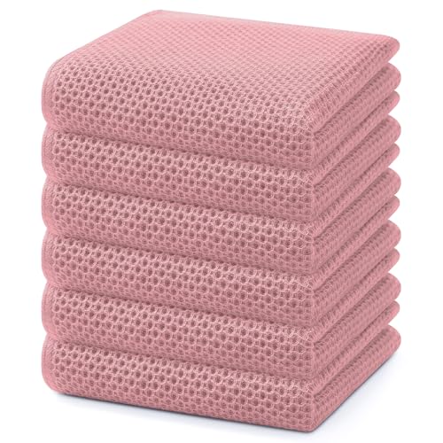 100% Cotton Waffle Weave Kitchen Dish Towels 6 (6 Count)