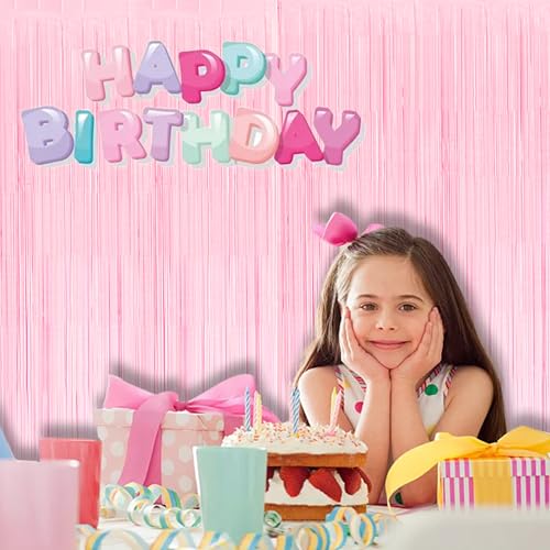 Pink Fringe Curtains Backdrop (2 Count)
