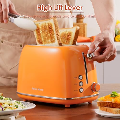 2 Slice Toaster Retro Stainless Steel with Bagel