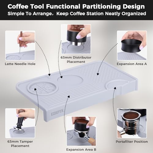 Silicone Espresso Tamping Mat for Counter Coffee Tamper Mat Grey