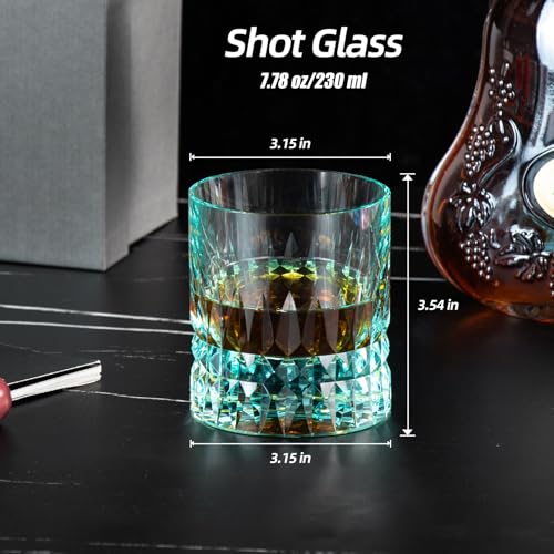 Crystal Whiskey Glasses Set of 2 Hand Blown Old Fashioned Glasses