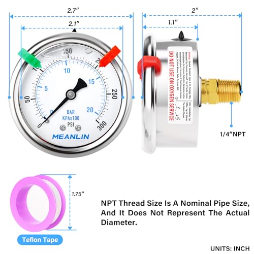 0~300Psi Liquid Filled Pressure Gauge 1