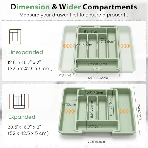 Large Silverware Organizer Tray for Kitchen Drawer Utensils Thicker