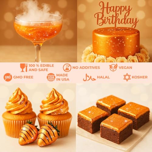 Bulk 20g Orange Edible Glitter for Drinks