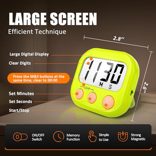Digital Kitchen Timers for Cooking (12 Count)