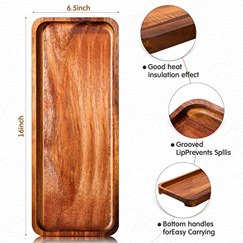 5 Pack Solid Acacia Wood Serving Trays for Food (5 Count)