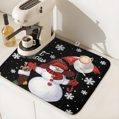 Winter Snowman Dish Drying Mat