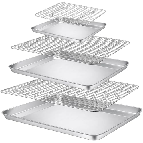 17.5 + 16 + 10.4 Inch Cookie Baking Sheet Pan with Wire Rack