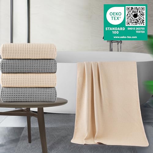430 GSM Poly Blend Microfiber Quick Dry Waffle Bath Towel (4 Count)