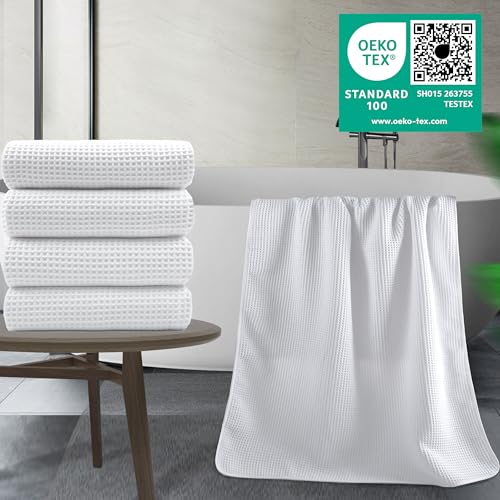 430 GSM Poly Blend Microfiber Quick Dry Waffle Bath Towel (4 Count)