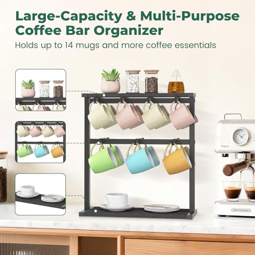 Coffee Mug Holder Cup Tree Rack for Coffee Bar Countertop