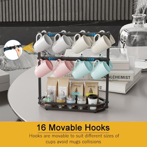 Coffee Mug Holder with Movable Hooks