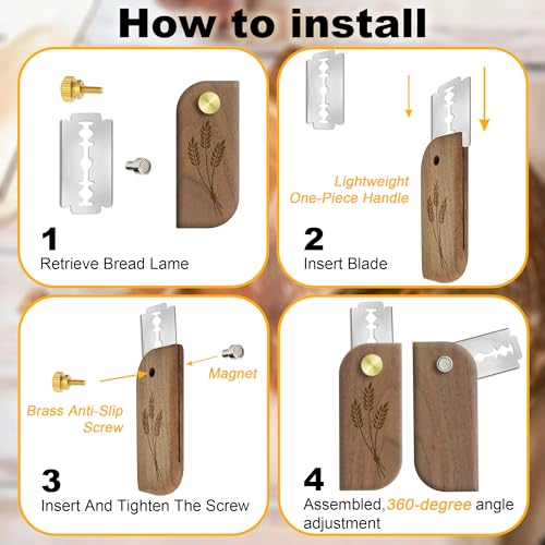 Magnetic Bread Lame Sourdough Scoring Tool Easy Scoring Knife for Bread Baking Scorer Cutter for Homemade Slashing with 10 Razor Blades