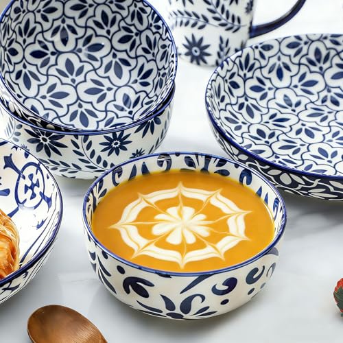 Cereal Bowls 28 Ounce Ceramic Soup Bowls Set of 6 (6 Count)