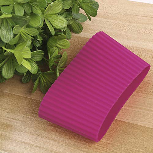 Silicone Nonslip Glass Bottle Mug Cup Sleeve Protector Cover Fuchsia