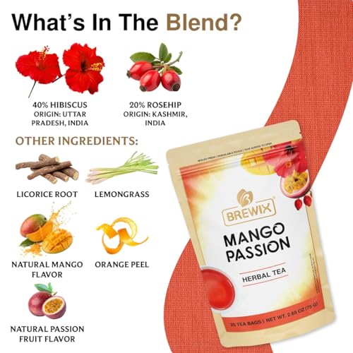 Mango Passion Fruit Herbal Tea Bags (25 Count)
