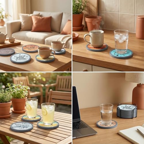 Absorbent Coasters for Drinks with Holder (7 Count)