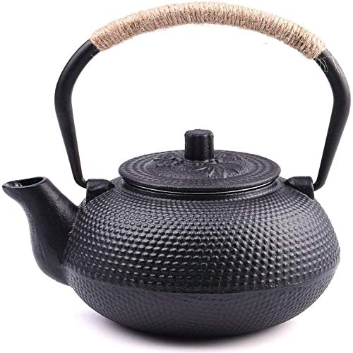 Japanese Tetsubin Cast Iron Teapot Tea Kettle pot with Stainless Steel Infuser for Stovetop Safe Coated with Enameled Interior 22 oz