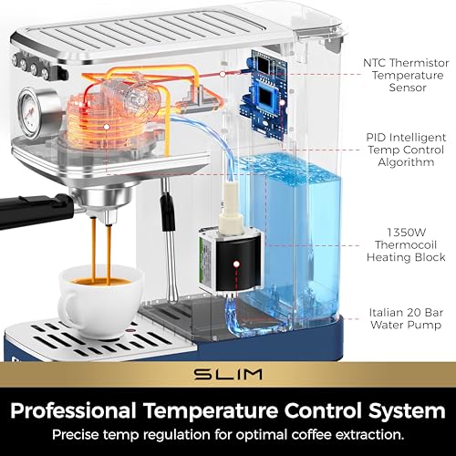 Slim Espresso Machine with Milk Frother for Home Latte