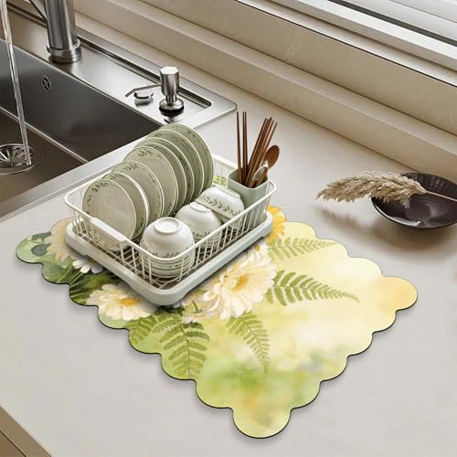 Scalloped Dish Drying Mats for Kitchen Counter