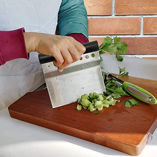 Bench Scraper & Chopper with Herb Stripper