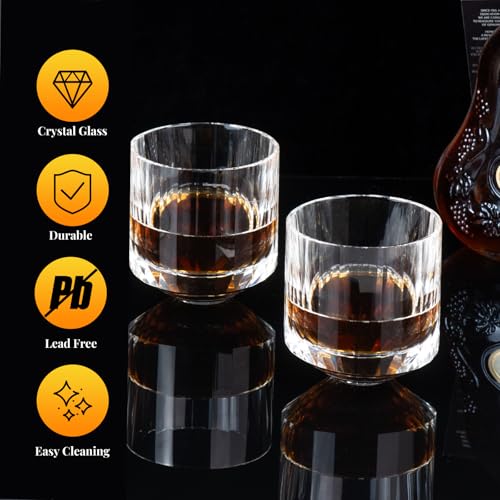 Crystal Whiskey Glasses Set of 2 Old Fashioned Glasses Hand Blown (2 Count)