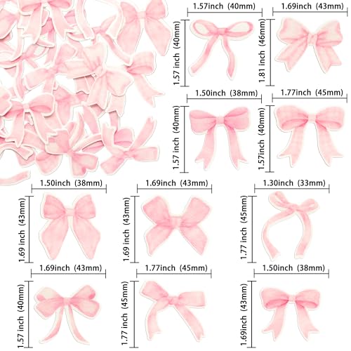50Pcs Edible Pink Bowknot Cupcake Toppers Wafer Paper Bowknot Cake Dessert Picks Drink Topper Baby Shower Princess Cupcake Toppers for Birthday Party Decoration Supplies (50 Count)