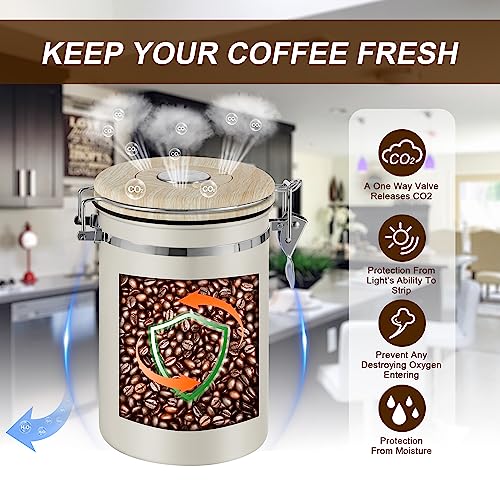 1800ML Airtight Coffee Canister with Date Tracker&Transparent Window