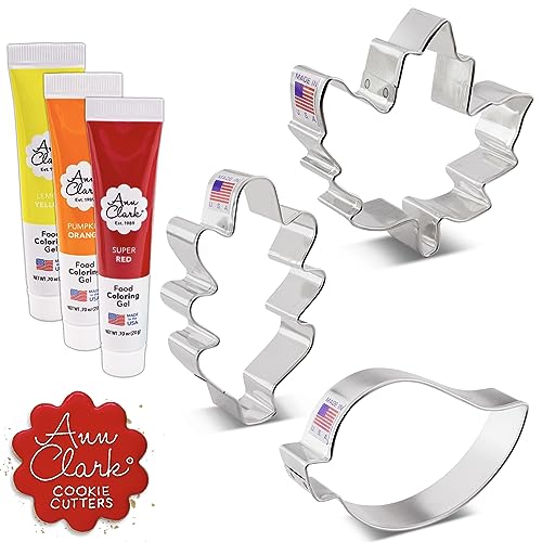 Fall Leaves Cookie Cutters and Food Coloring Gel 6 (2.1 Fl Oz)