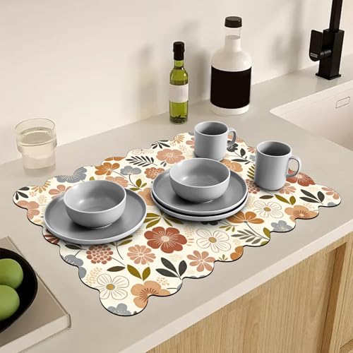 Scalloped Dish Drying Mats for Kitchen Counter