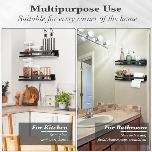 2 Pieces Stainless Steel Shelf Bathroom Shower Floating Shelves Wall Mounted Shower Caddy Basket Shelf Storage Organizer Shelves for Bathroom