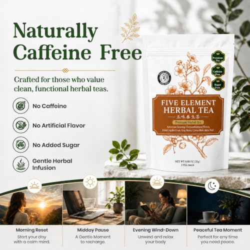 Five Element Herbal Tea Bags With American Ginseng