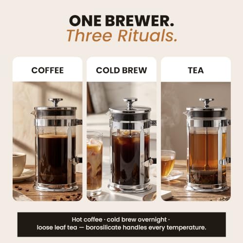 EzDtach French Press Coffee Maker 34oz Chrome