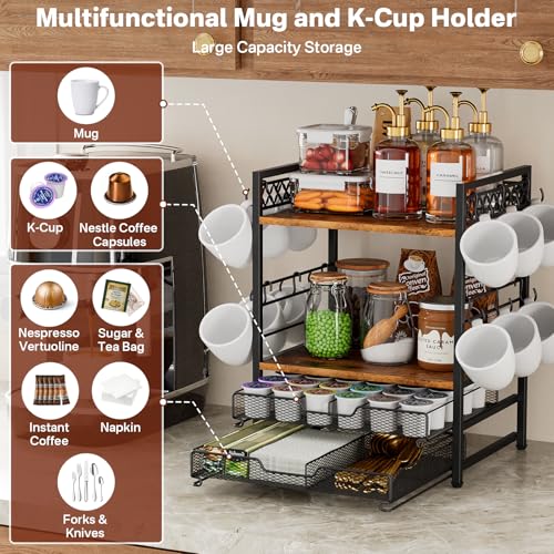 Coffee Bar Organizer Coffee Station K Cup Holder for Countertop