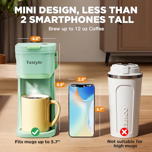Mini Single Serve Coffee Maker for K Cups and Grounds with Handle