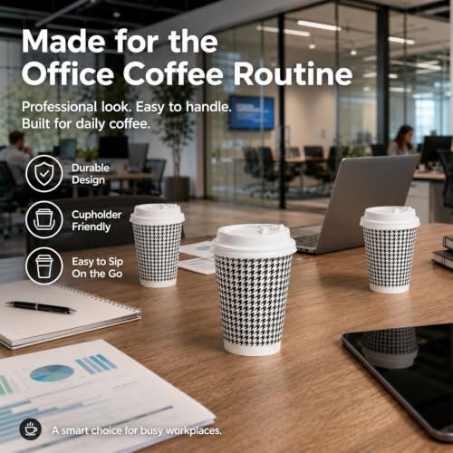 350 Pack 8 oz Insulated Disposable Coffee Cups with Lids (350 Count)