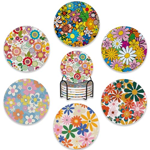 6 Pcs Coasters for Drinks with Holder