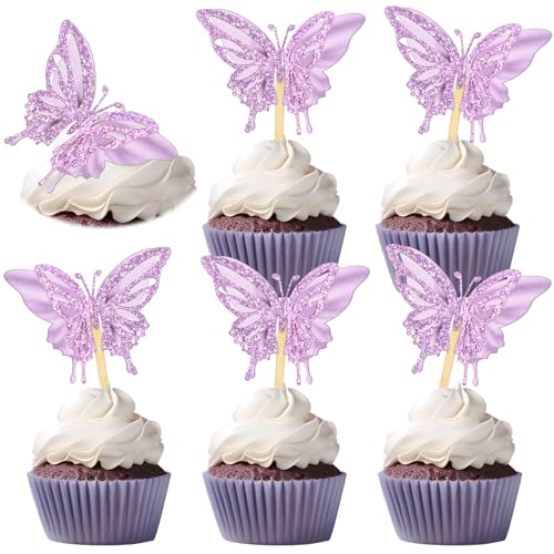 48 Pcs Butterfly Cupcake Toppers 3D (48 Count)